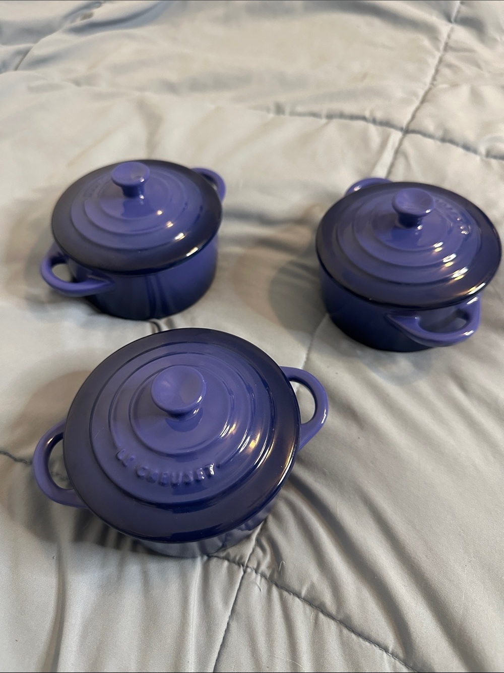 Le Creuset Blue Mini Cocotte Set - 3 Small Covered Casseroles